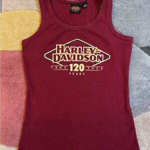 Harley-Davidson 120th Anniversary Tank Top Women’s Medium Red Ribbed Logo Graphi